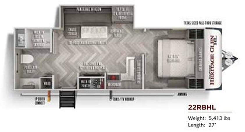 View 2020 Forest River Wildwood Heritage Glen Hyper-Lyte 22RBHL complete specs and manufacturer brochures