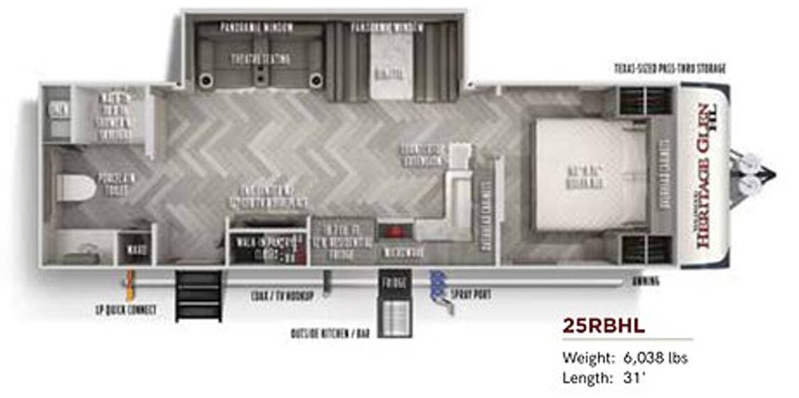 View 2020 Forest River Wildwood Heritage Glen Hyper-Lyte 25RBHL complete specs and manufacturer brochures