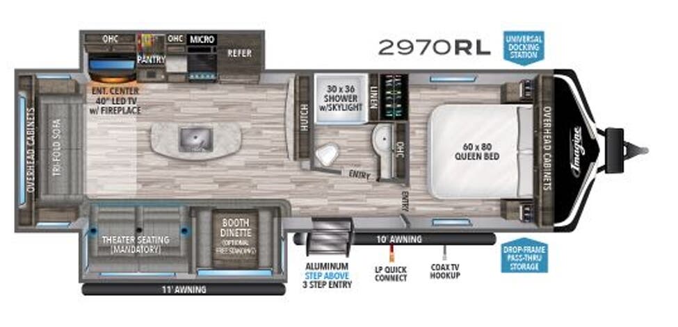 View 2020 Grand Design Imagine 2970RL complete specs and manufacturer brochures