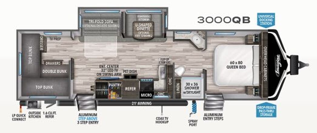 View 2020 Grand Design Imagine 3000QB complete specs and manufacturer brochures