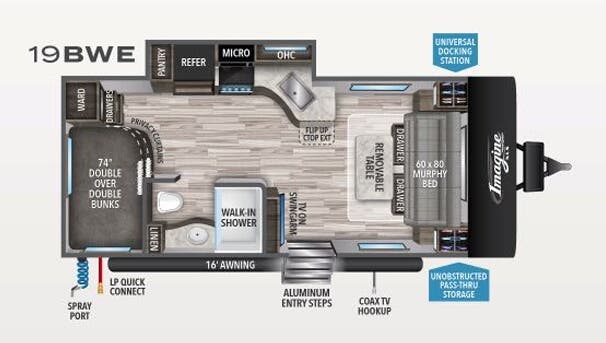 View 2020 Grand Design Imagine XLS 19BWE complete specs and manufacturer brochures