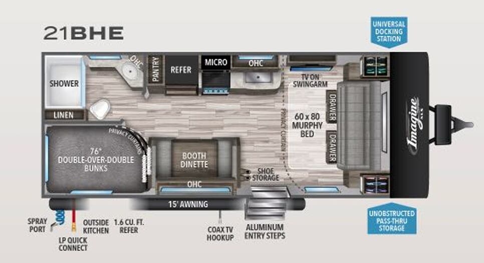 View 2020 Grand Design Imagine XLS 21BHE complete specs and manufacturer brochures