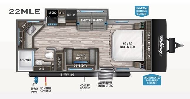 View 2020 Grand Design Imagine XLS 22MLE complete specs and manufacturer brochures