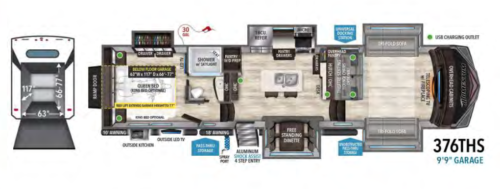 View 2020 Grand Design Momentum 376THS complete specs and manufacturer brochures