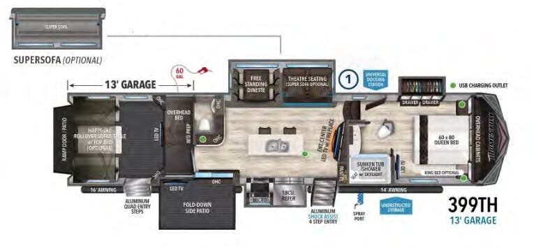 View 2020 Grand Design Momentum 399TH complete specs and manufacturer brochures