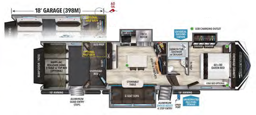 View 2020 Grand Design Momentum M-Class 398M complete specs and manufacturer brochures