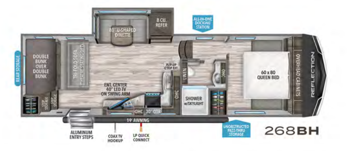 View 2020 Grand Design Reflection 150 Series 268BH complete specs and manufacturer brochures