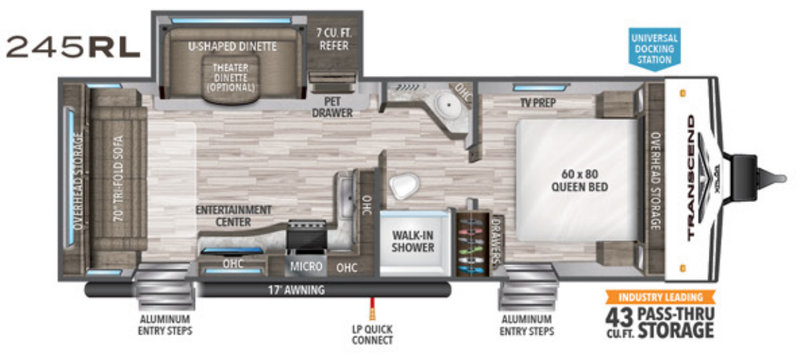 View 2020 Grand Design Transcend Xplor 245RL complete specs and manufacturer brochures