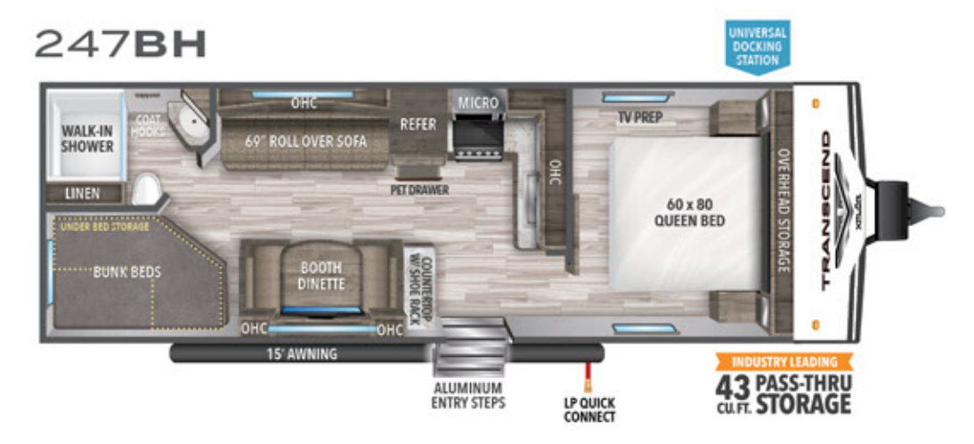 View 2020 Grand Design Transcend Xplor 247BH complete specs and manufacturer brochures