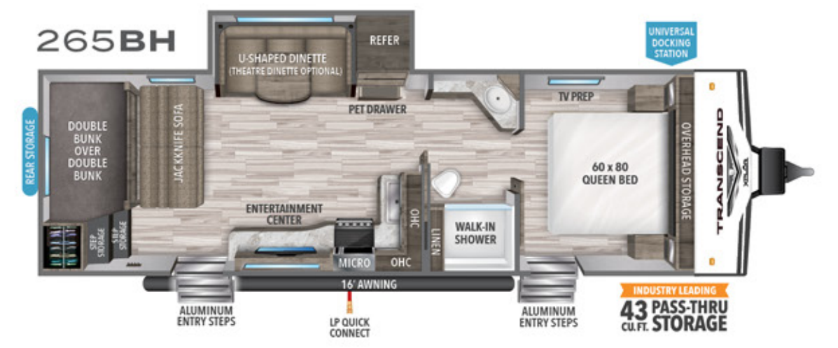 View 2020 Grand Design Transcend Xplor 265BH complete specs and manufacturer brochures