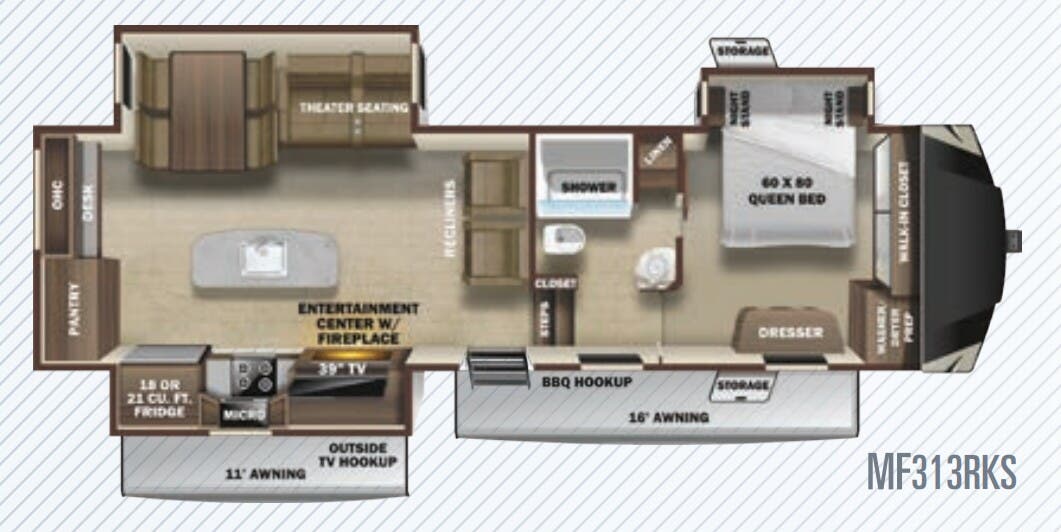 View 2020 Highland Ridge Mesa Ridge MF313RKS complete specs and manufacturer brochures