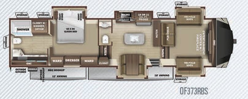 View 2020 Highland Ridge Open Range OF373RBS complete specs and manufacturer brochures