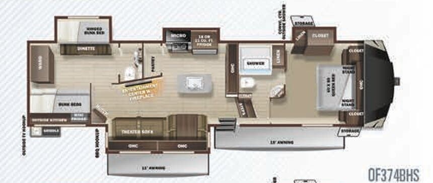 View 2020 Highland Ridge Open Range OF374BHS complete specs and manufacturer brochures