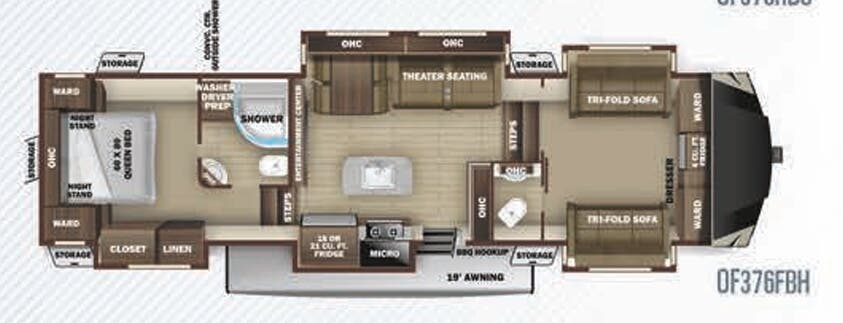 View 2020 Highland Ridge Open Range OF376FBH complete specs and manufacturer brochures