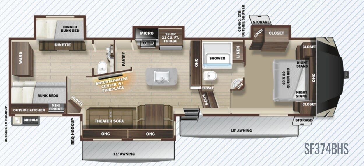 View 2020 Highland Ridge Silverstar SF374BHS complete specs and manufacturer brochures