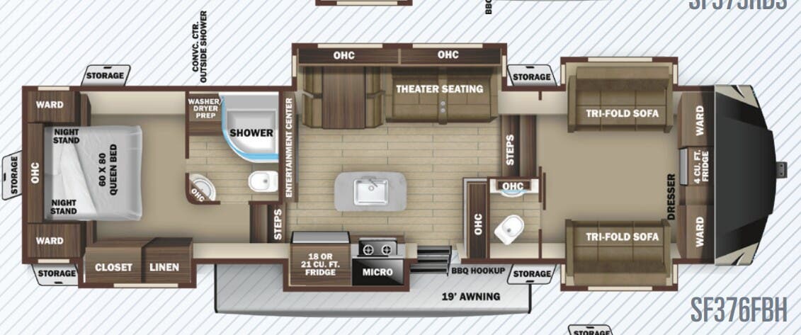 View 2020 Highland Ridge Silverstar SF376FBH complete specs and manufacturer brochures