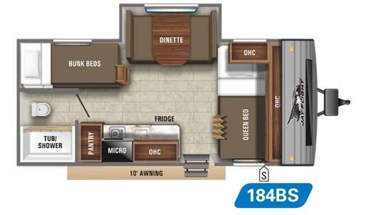 View 2020 Jayco Jay Flight SLX 7 184BS complete specs and manufacturer brochures