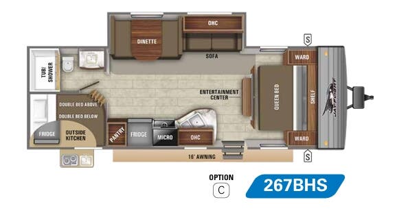 View 2020 Jayco Jay Flight SLX 8 267BHS complete specs and manufacturer brochures
