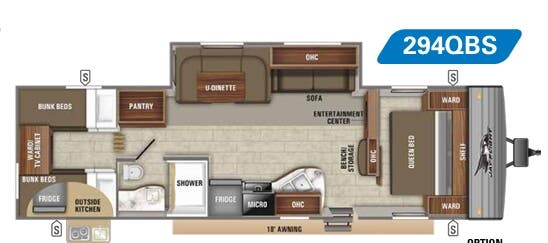 View 2020 Jayco Jay Flight SLX 8 294QBS complete specs and manufacturer brochures