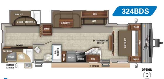 View 2020 Jayco Jay Flight SLX 8 324BDS complete specs and manufacturer brochures