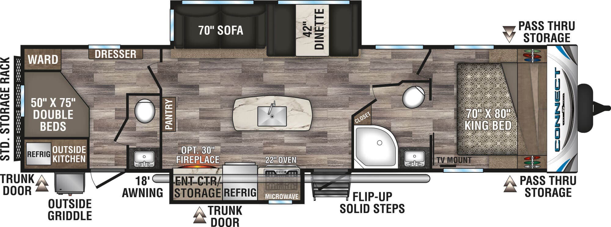 View 2020 K-Z Connect C332BHK complete specs and manufacturer brochures