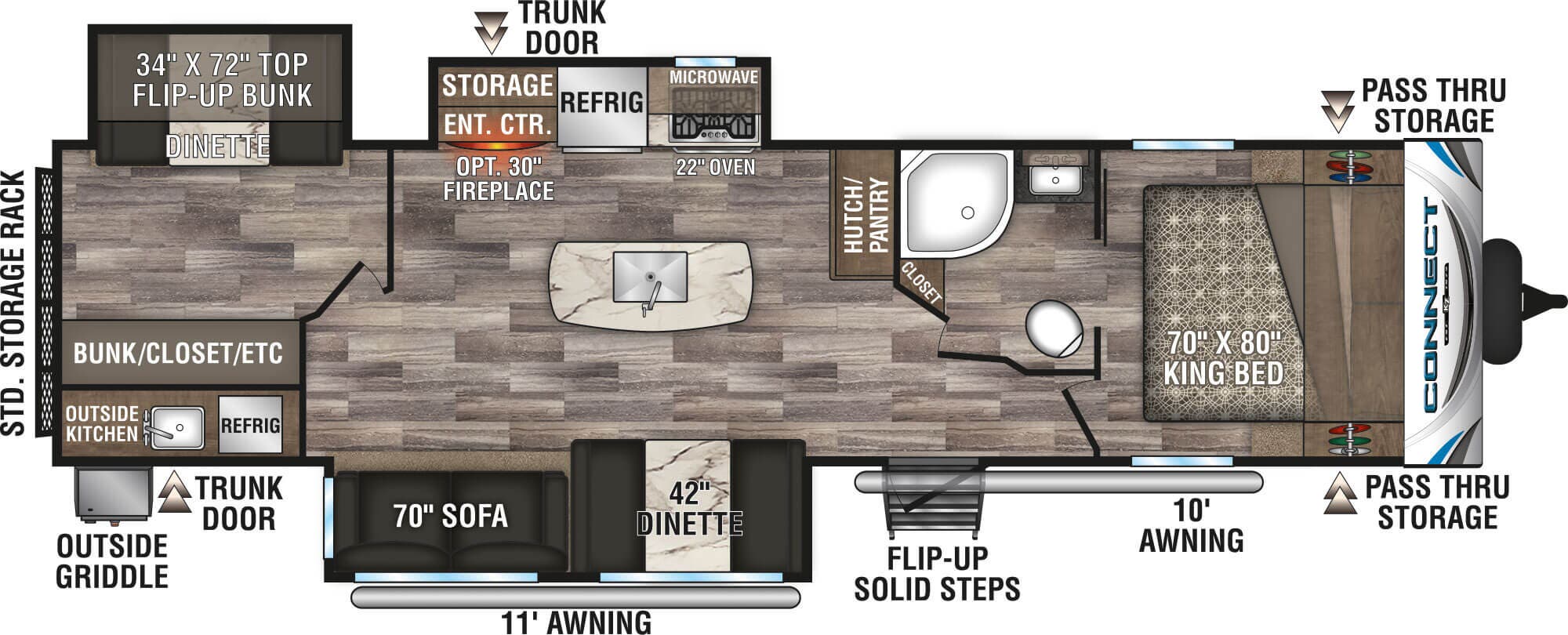 View 2020 K-Z Connect C343BHK complete specs and manufacturer brochures