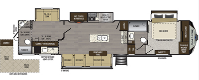 View 2020 Keystone Alpine Avalanche Edition 395BH complete specs and manufacturer brochures