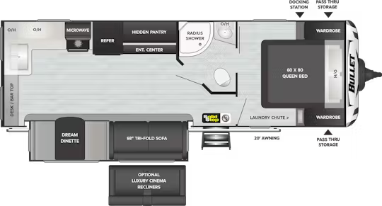 View 2020 Keystone Bullet Premium 258RKS complete specs and manufacturer brochures