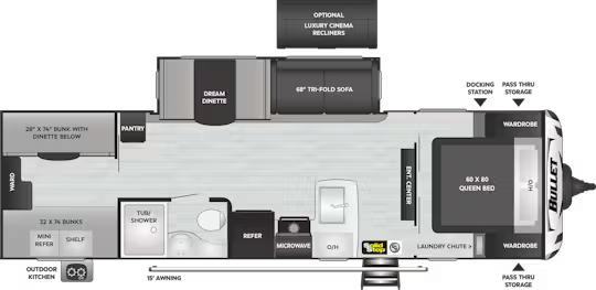 View 2020 Keystone Bullet Premium 287QBS complete specs and manufacturer brochures