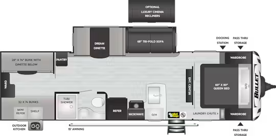 View 2020 Keystone Bullet Premium 287QBSWE complete specs and manufacturer brochures