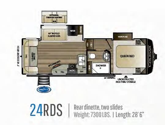 View 2020 Keystone Cougar Half-Ton 24RDS complete specs and manufacturer brochures