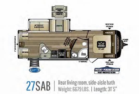 View 2020 Keystone Cougar Half-Ton 27SAB complete specs and manufacturer brochures