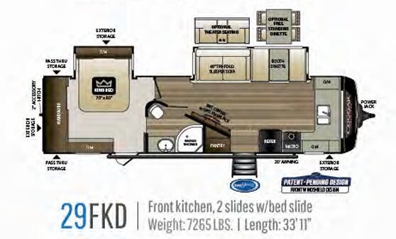 View 2020 Keystone Cougar Half-Ton 29FKD complete specs and manufacturer brochures