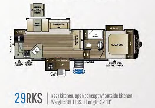 View 2020 Keystone Cougar Half-Ton 29RKS complete specs and manufacturer brochures