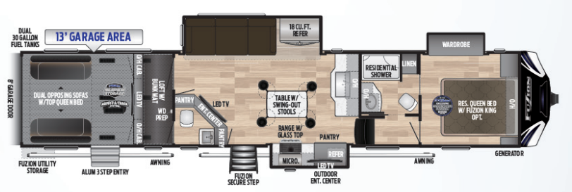 View 2020 Keystone Fuzion 427 complete specs and manufacturer brochures