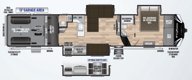 View 2020 Keystone Fuzion 430 complete specs and manufacturer brochures