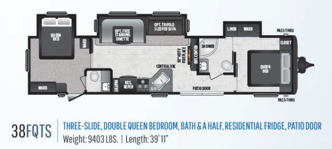 View 2020 Keystone Hideout 38FQTS complete specs and manufacturer brochures