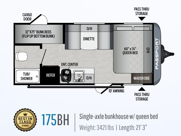 View 2020 Keystone Passport SL Series 175BH complete specs and manufacturer brochures
