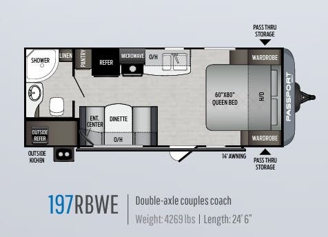 View 2020 Keystone Passport SL Series 197RBWE complete specs and manufacturer brochures