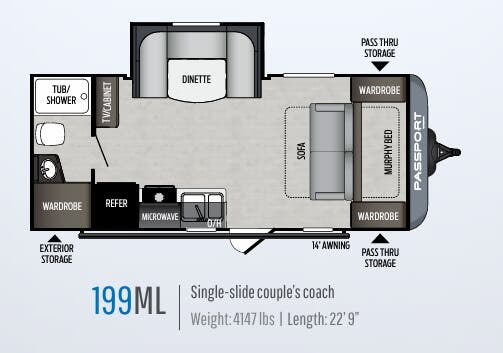 View 2020 Keystone Passport SL Series 199ML complete specs and manufacturer brochures