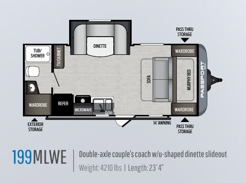 View 2020 Keystone Passport SL Series 199MLWE complete specs and manufacturer brochures