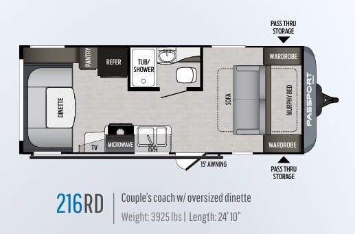 View 2020 Keystone Passport SL Series 216RD complete specs and manufacturer brochures