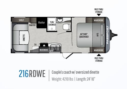 View 2020 Keystone Passport SL Series 216RDWE complete specs and manufacturer brochures