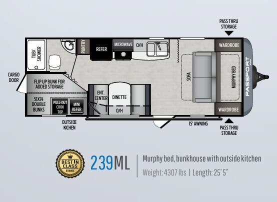 View 2020 Keystone Passport SL Series 239ML complete specs and manufacturer brochures