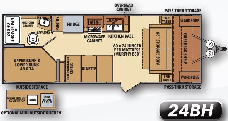 View 2020 Shasta Shasta 24BH complete specs and manufacturer brochures