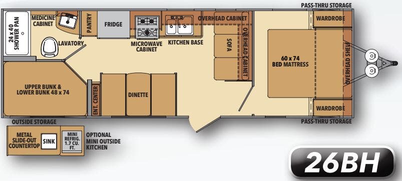 View 2020 Shasta Shasta 26BH complete specs and manufacturer brochures