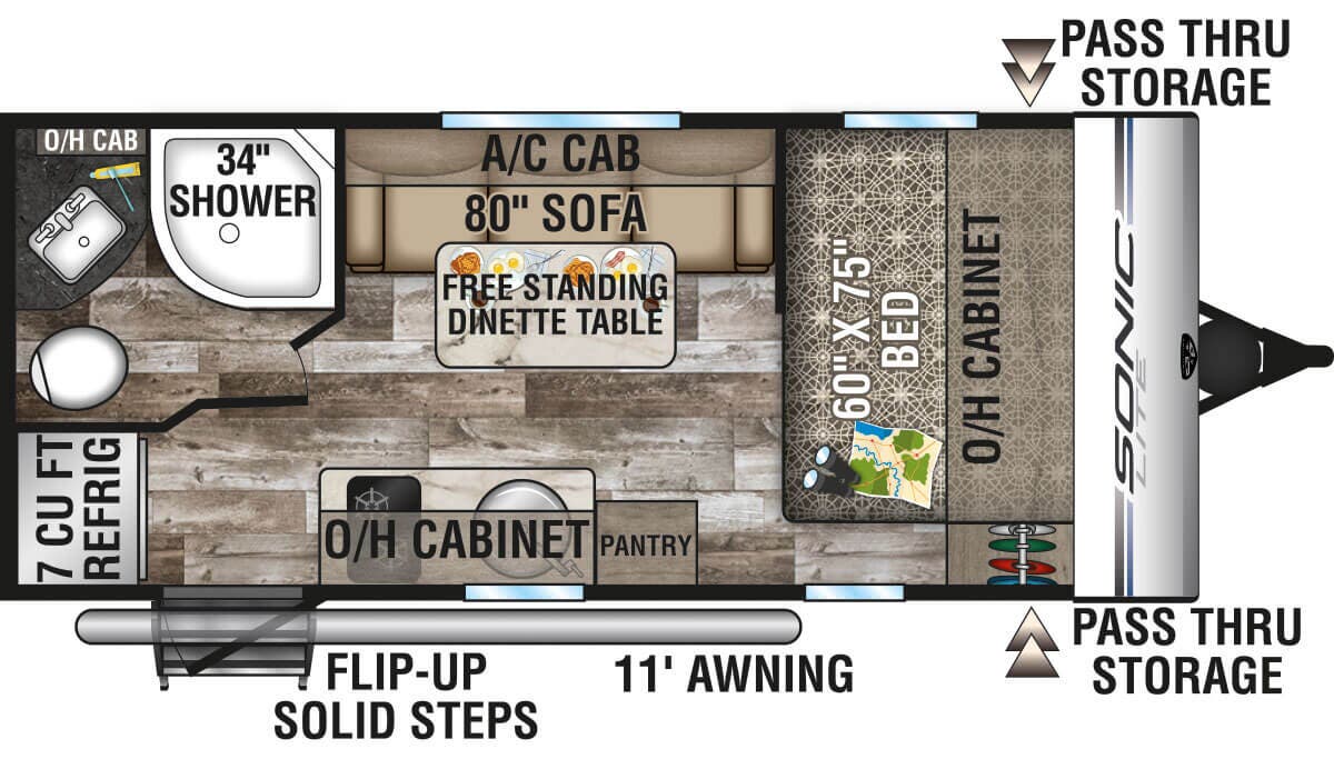 View 2020 Venture RV Sonic Lite SL168VRB complete specs and manufacturer brochures