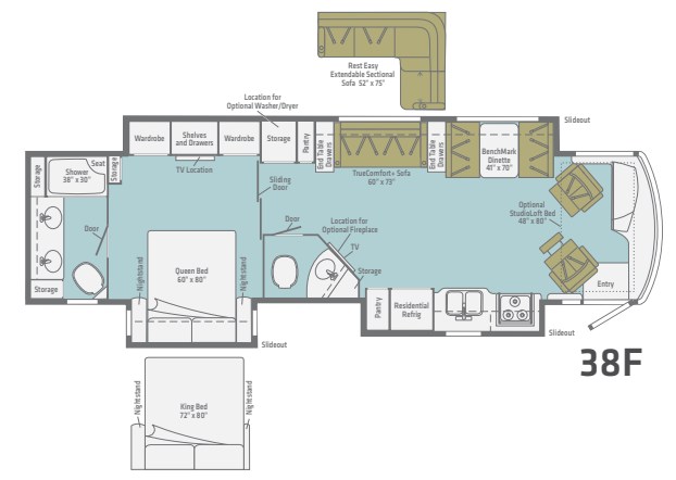 View 2020 Winnebago Forza 38F complete specs and manufacturer brochures