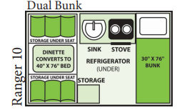 View 2021 Aliner Ranger 10 Dual Bunk complete specs and manufacturer brochures