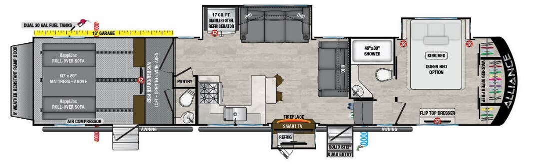 View 2021 Alliance RV Valor 40V13 complete specs and manufacturer brochures